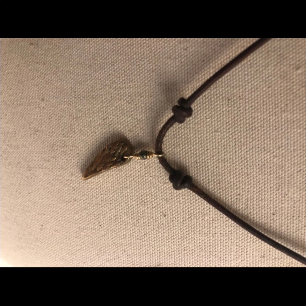 Whitney Bead Leather Feather Necklace
